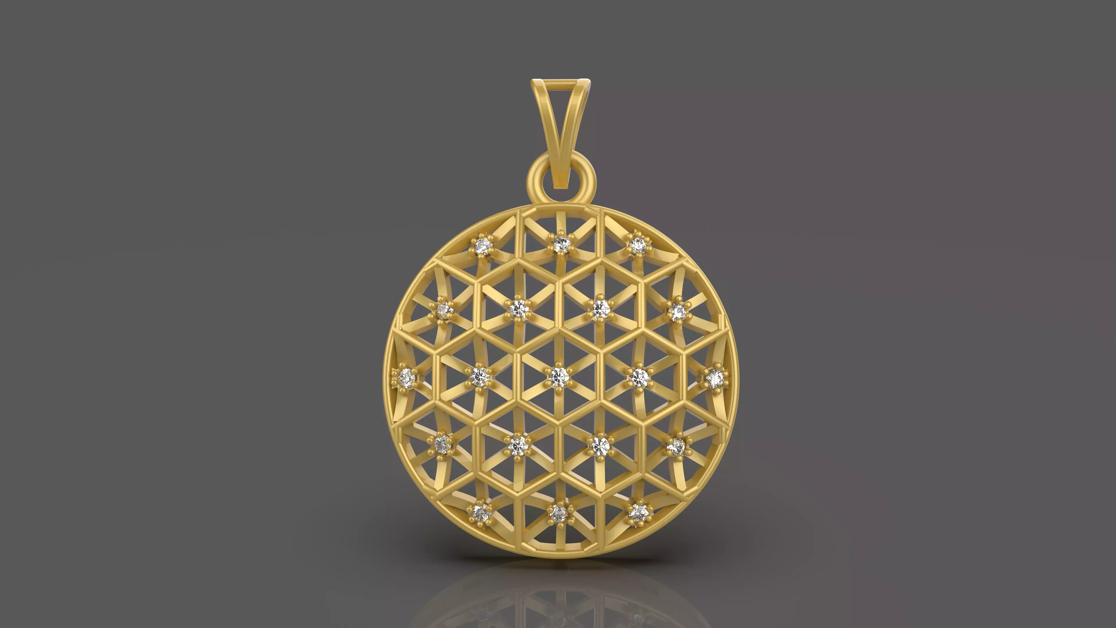 Diamond Round Pendant - 0038  3D print model_0