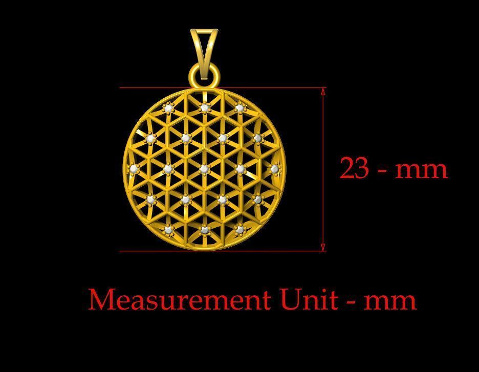 Diamond Round Pendant - 0038  3D print model_1