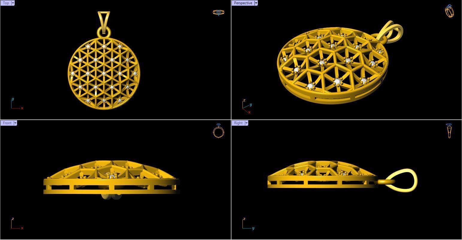 Diamond Round Pendant - 0038  3D print model_2