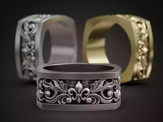 Floral Band Ring Ornate Gothic Jewelry