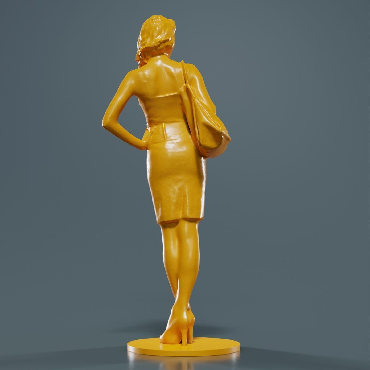 Woman with Purse 3D print model_12