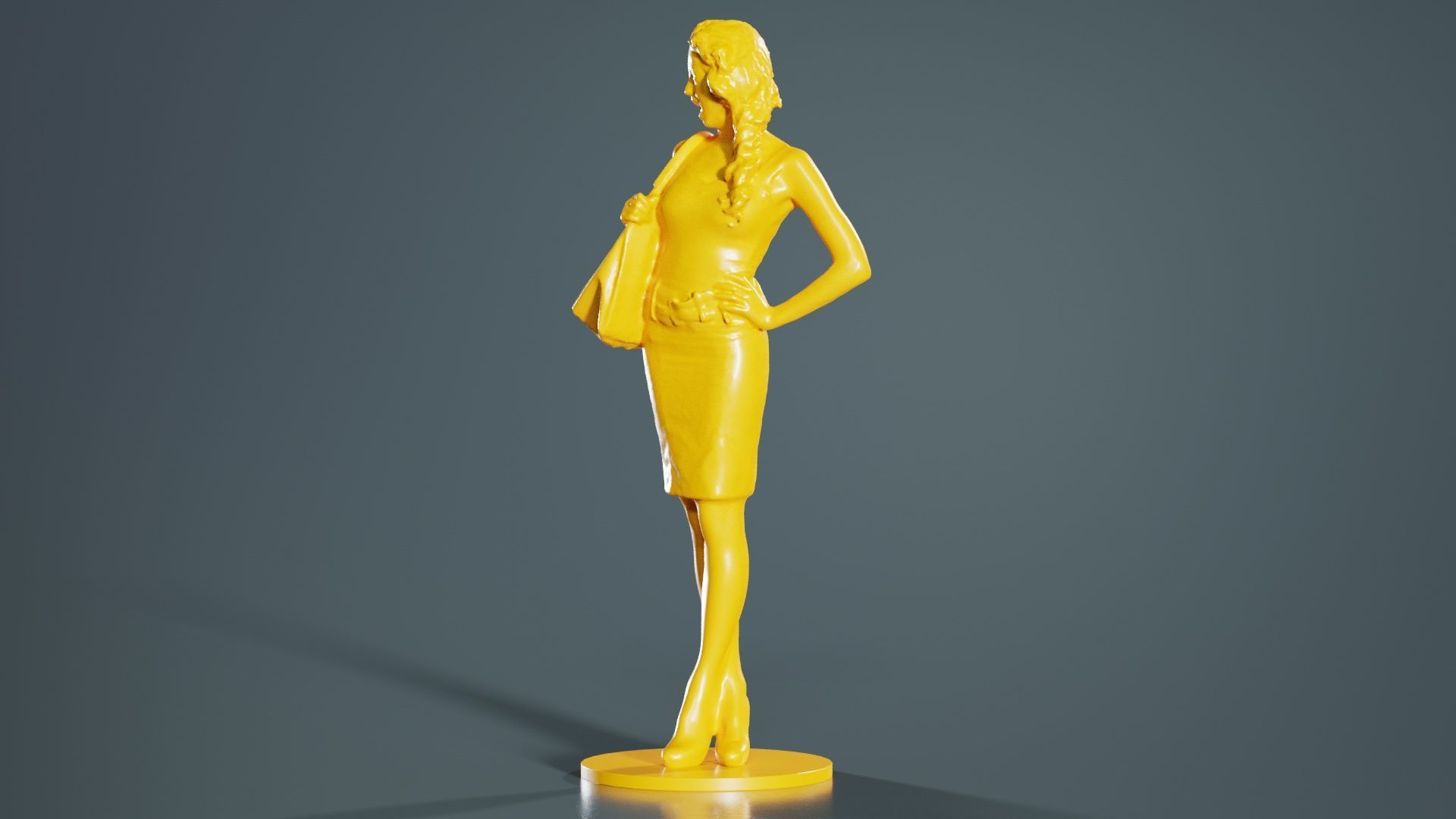 Woman with Purse 3D print model_7