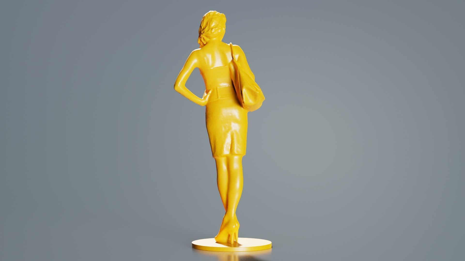 Woman with Purse 3D print model_2