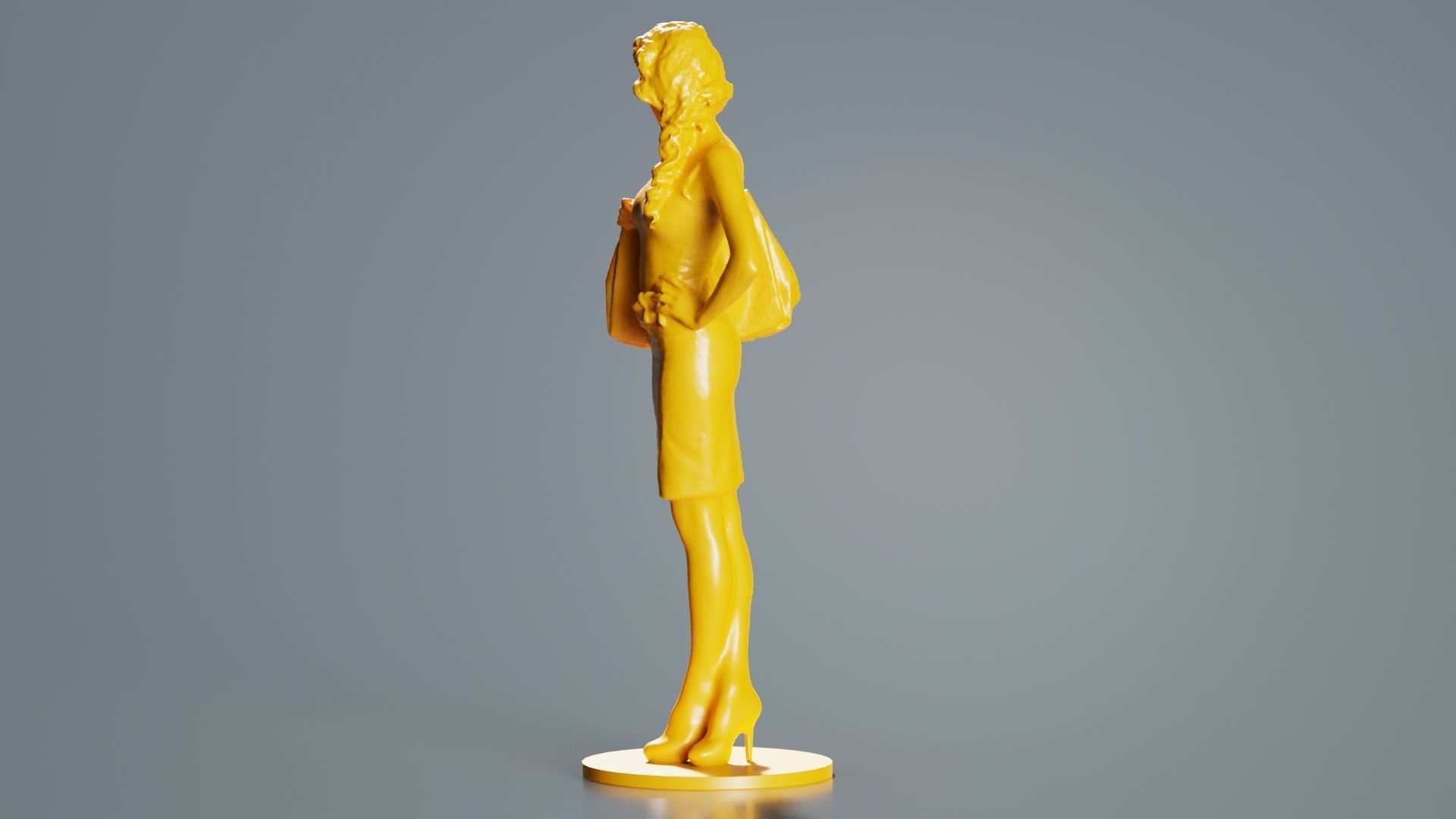 Woman with Purse 3D print model_1