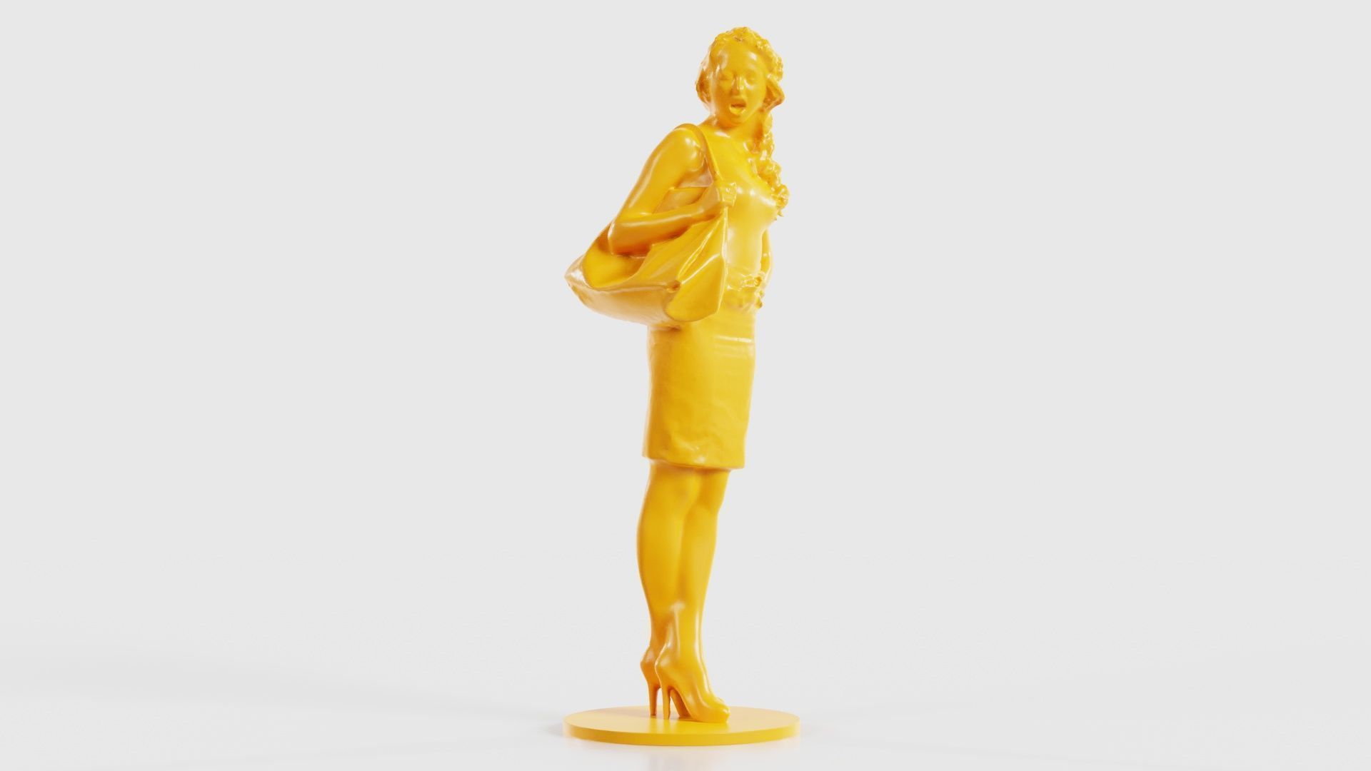 Woman with Purse 3D print model_17