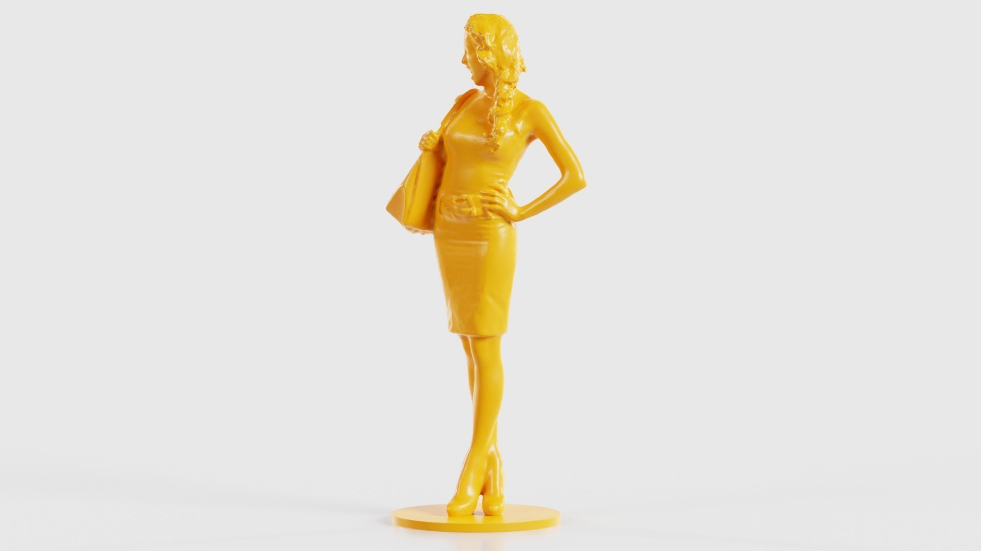 Woman with Purse 3D print model_26