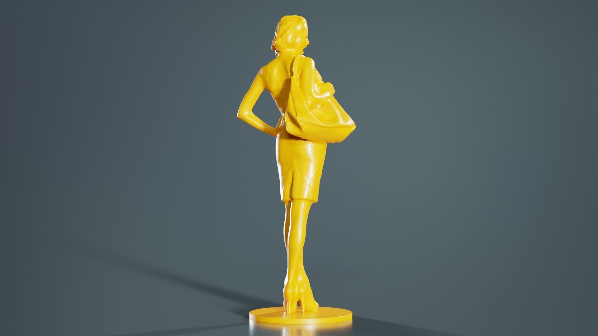 Woman with Purse 3D print model_5