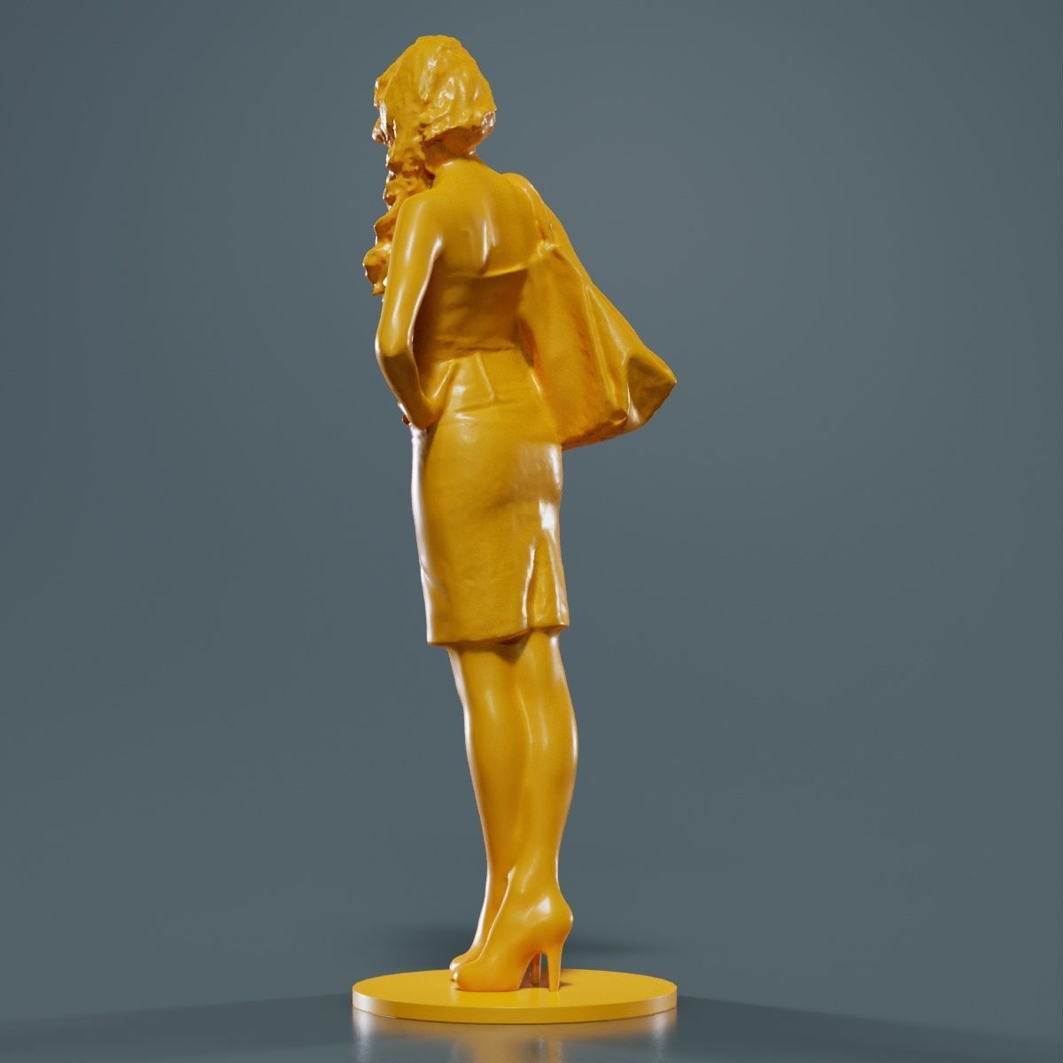 Woman with Purse 3D print model_13