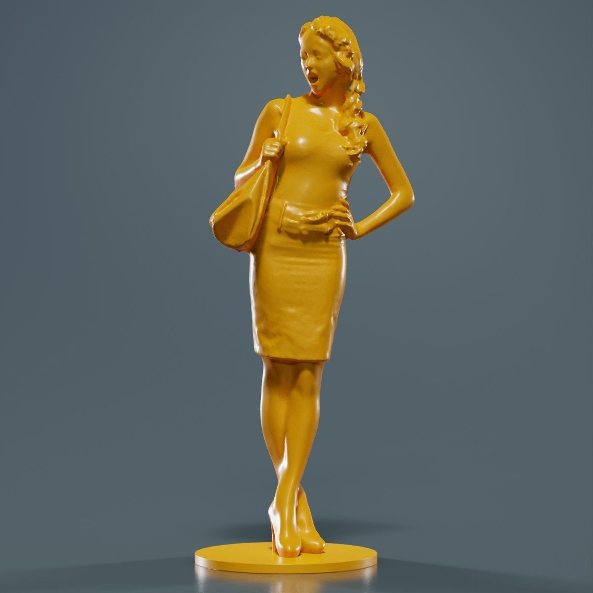 Woman with Purse 3D print model_16