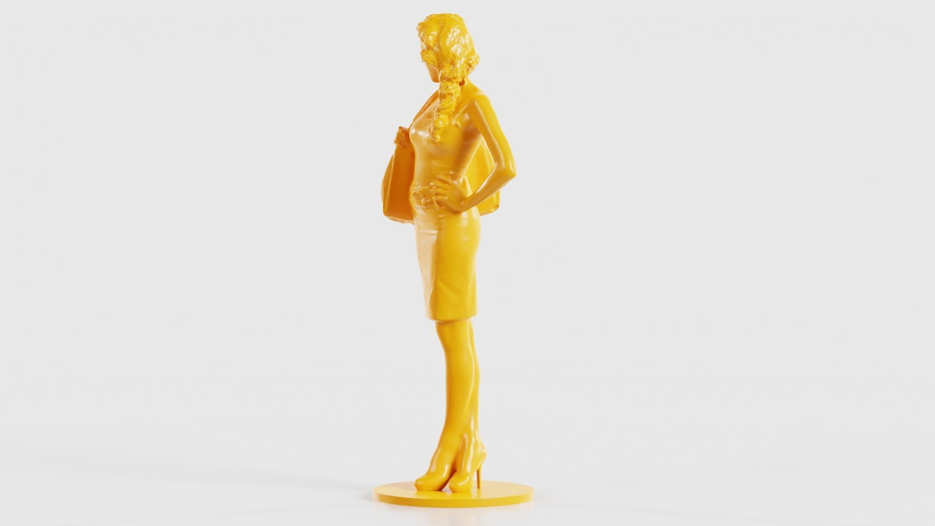 Woman with Purse 3D print model_25