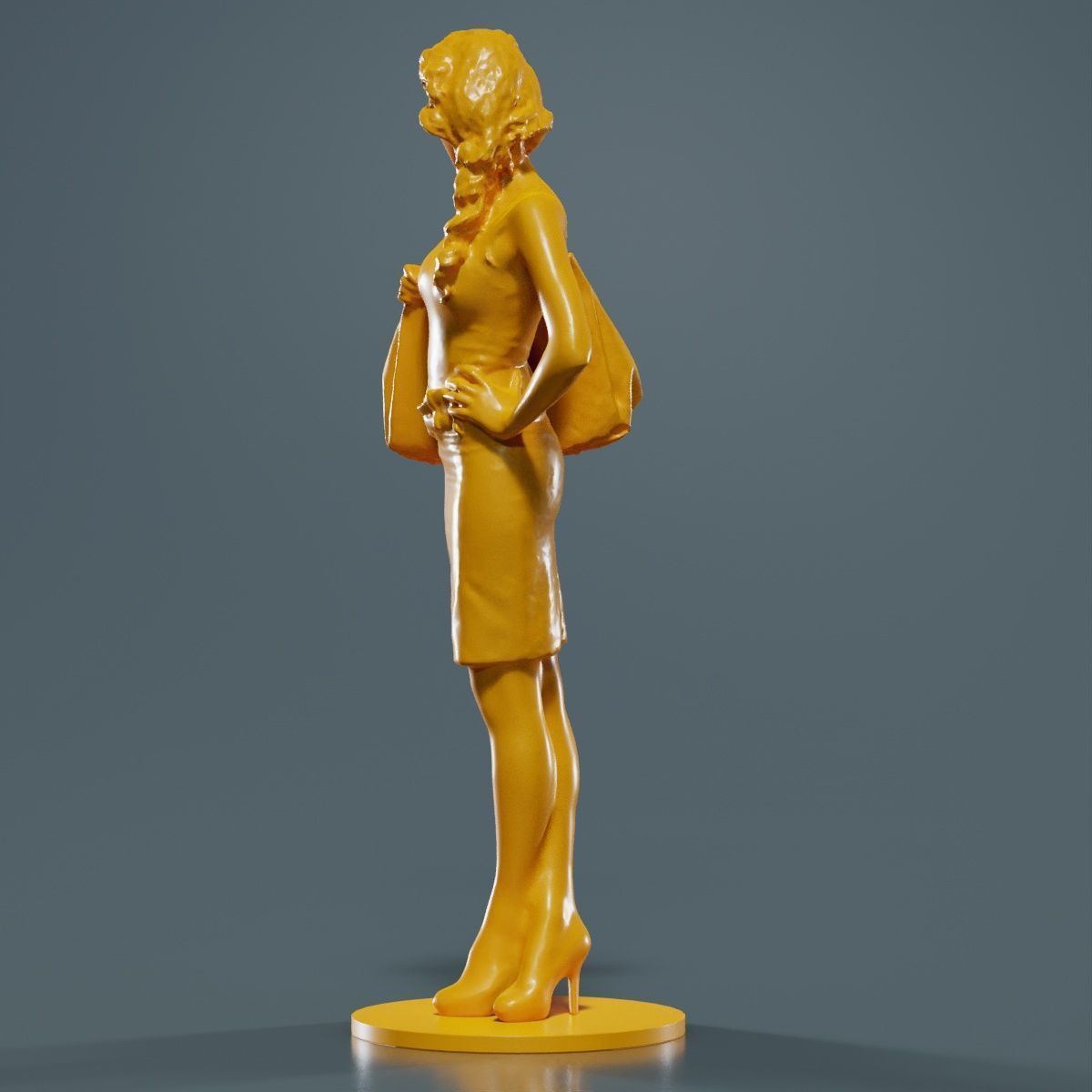 Woman with Purse 3D print model_14