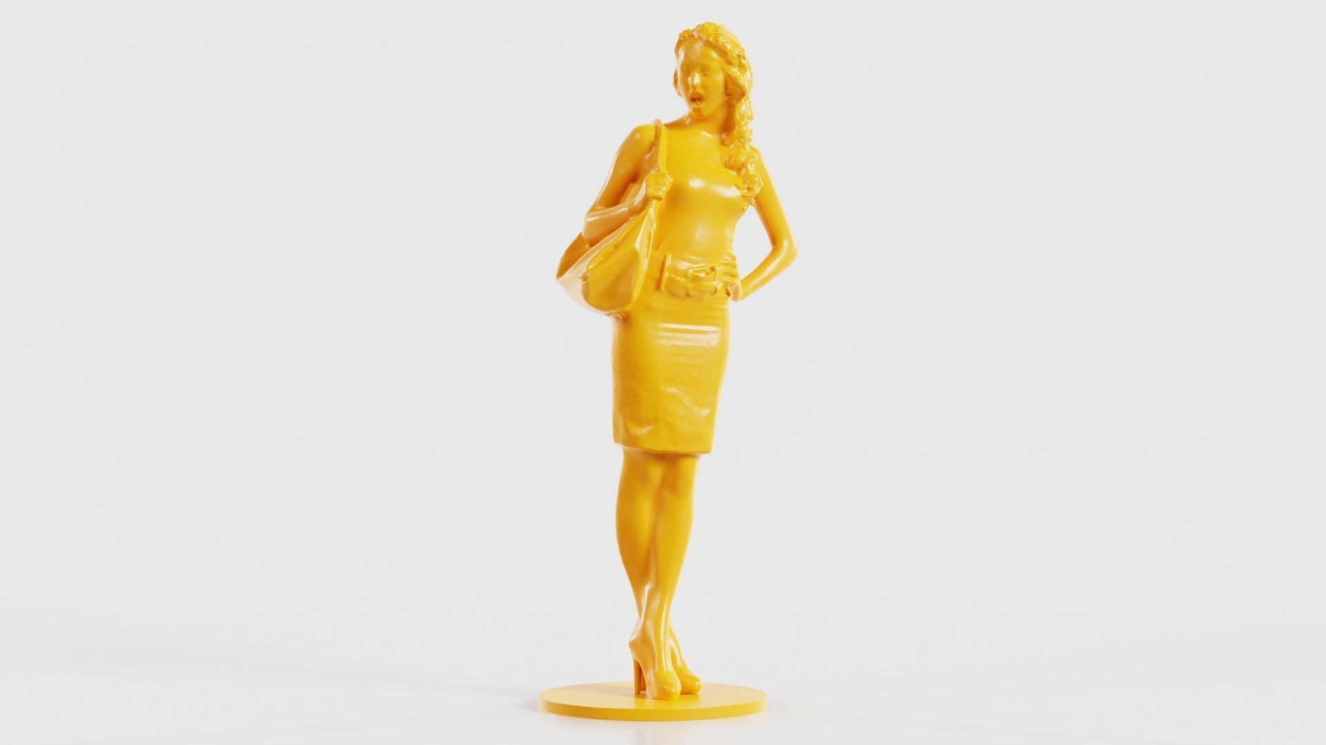 Woman with Purse 3D print model_28