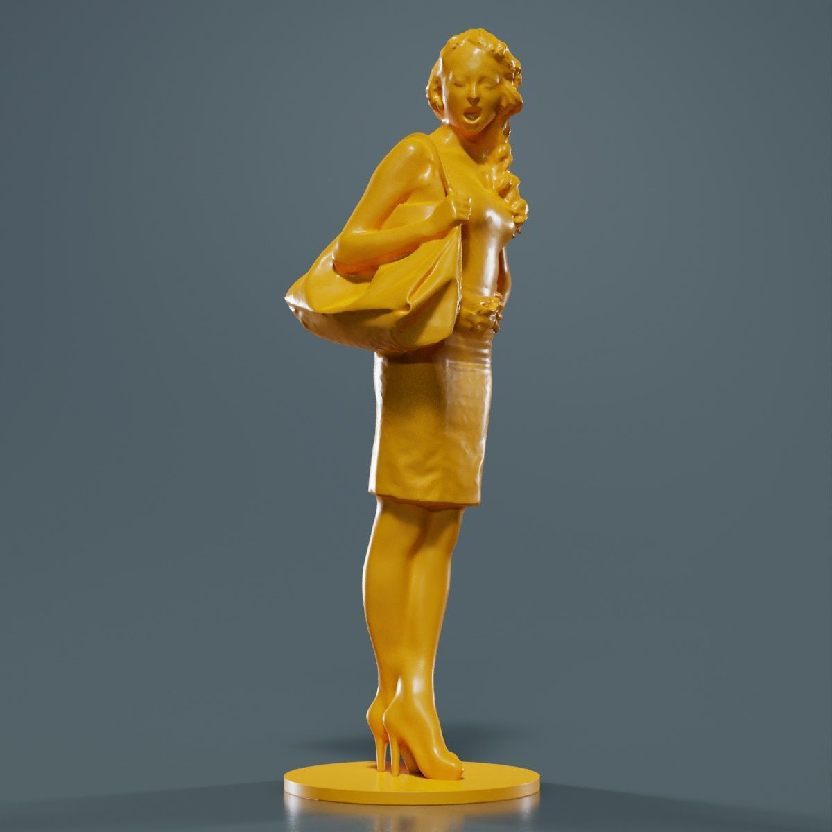 Woman with Purse 3D print model_9