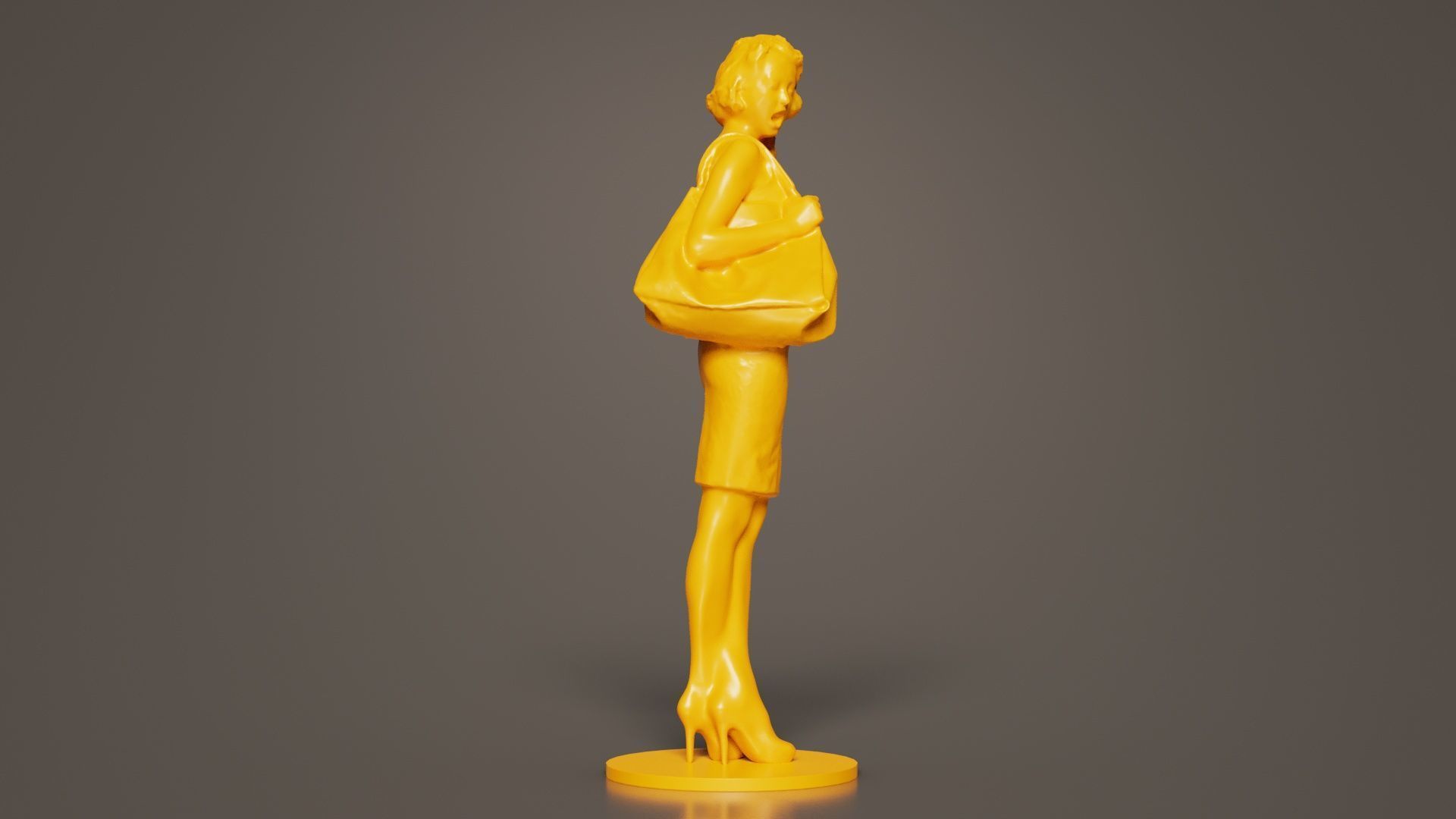 Woman with Purse 3D print model_6