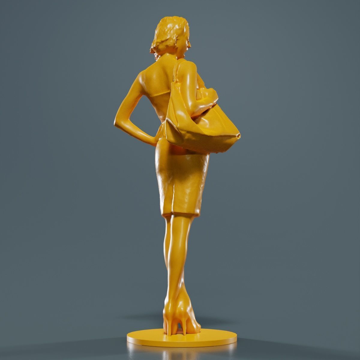 Woman with Purse 3D print model_11