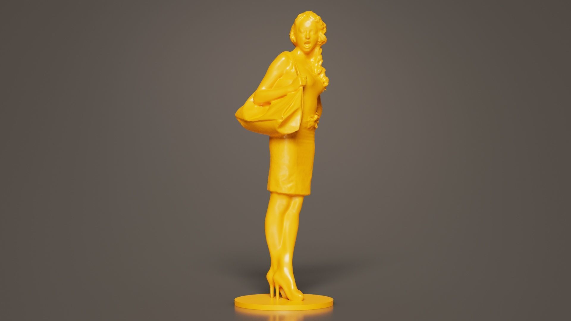 Woman with Purse 3D print model_4