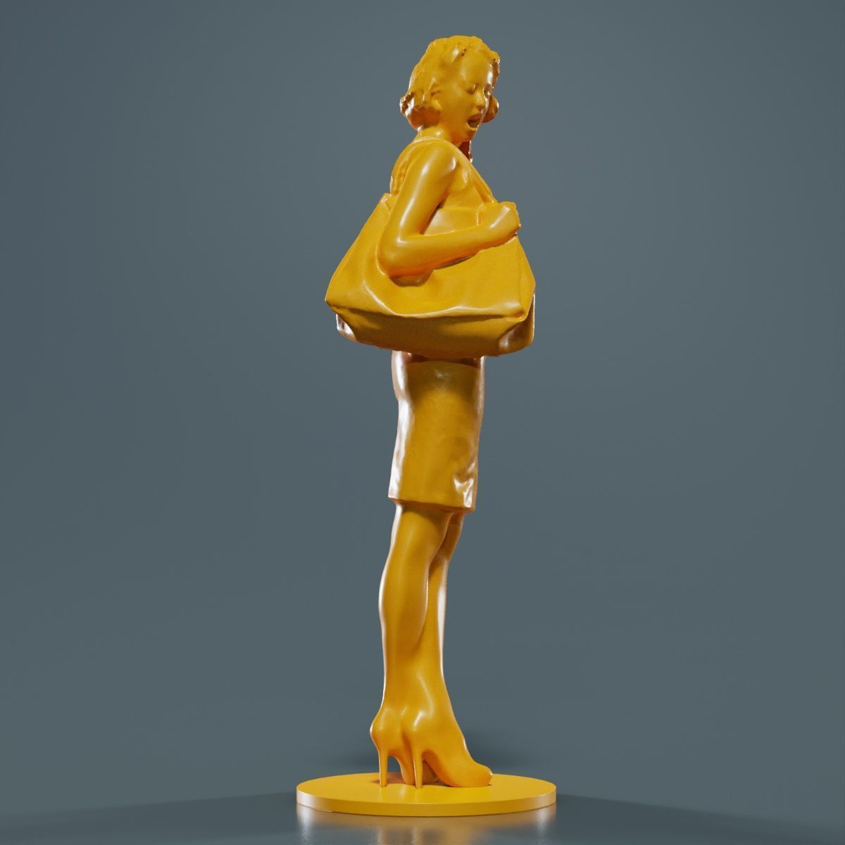 Woman with Purse 3D print model_10