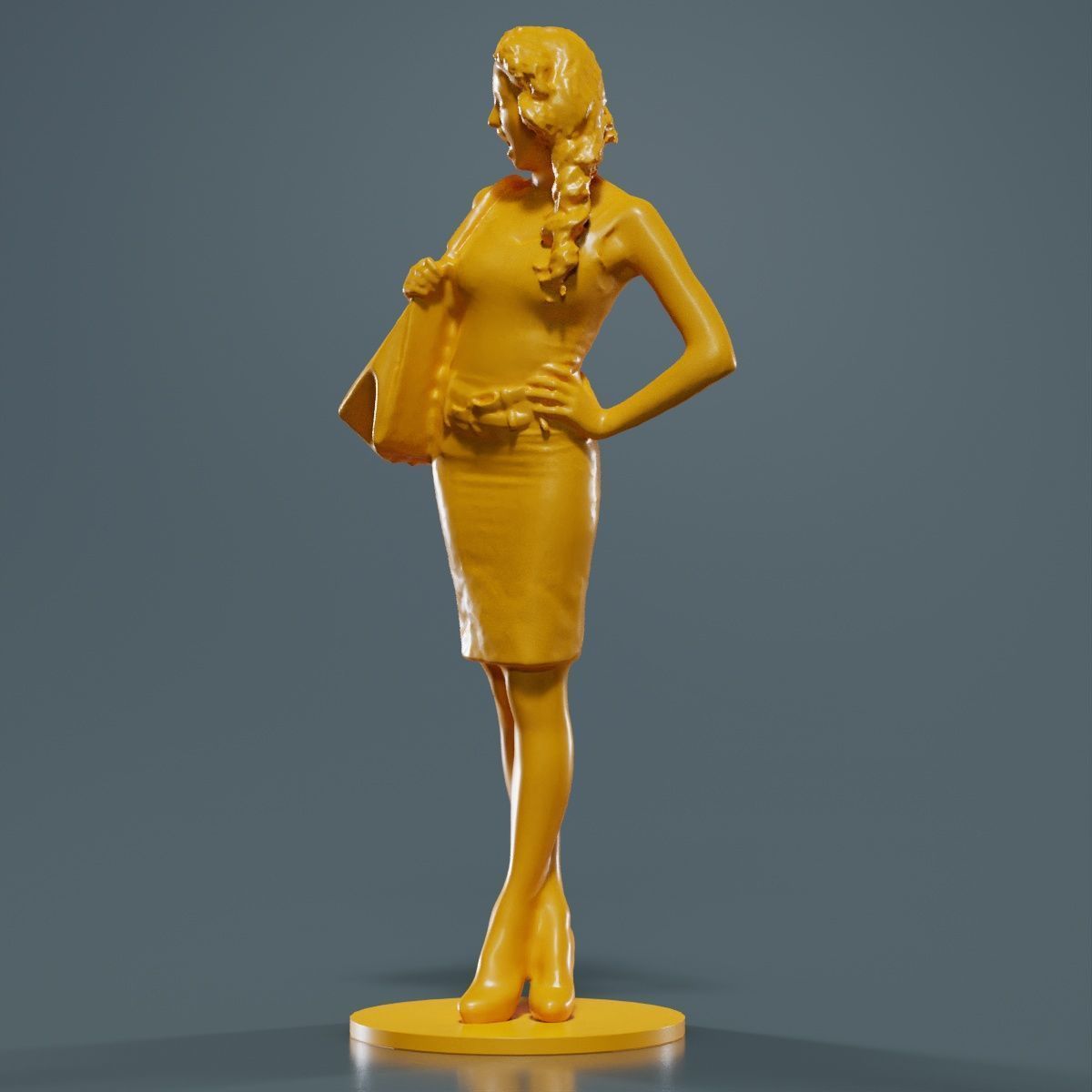 Woman with Purse 3D print model_15