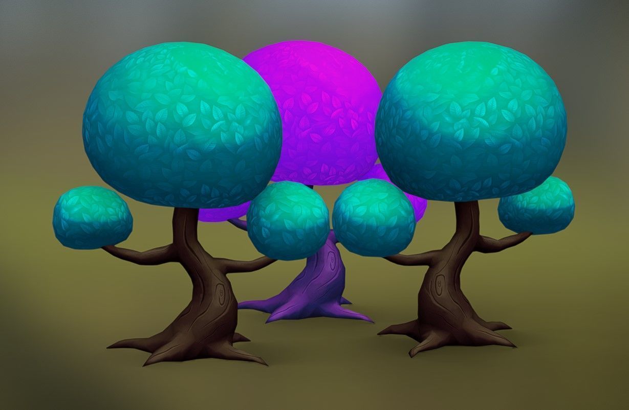 low poly tree Low-poly 3D model_2