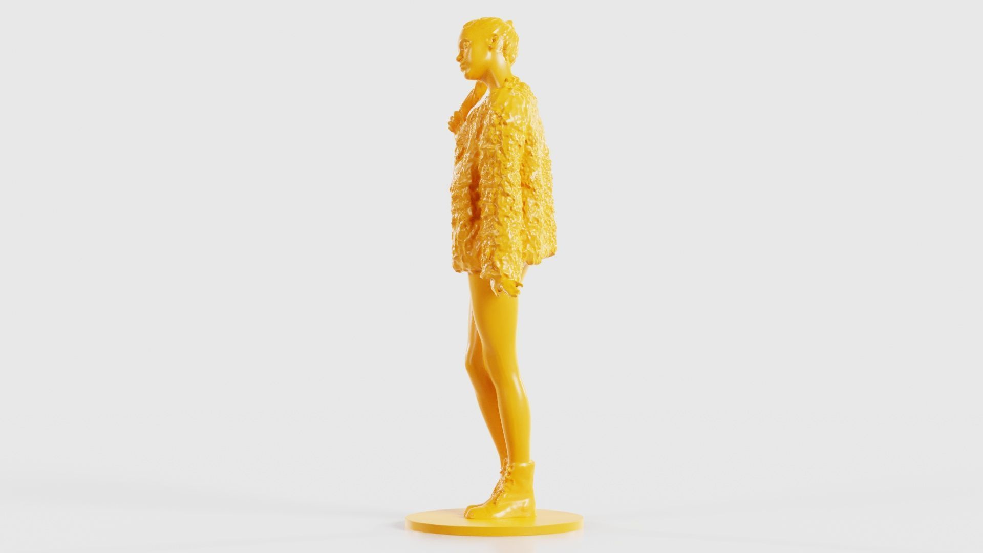 Woman Wearing Fluffy Jacket 1 3D print model_26