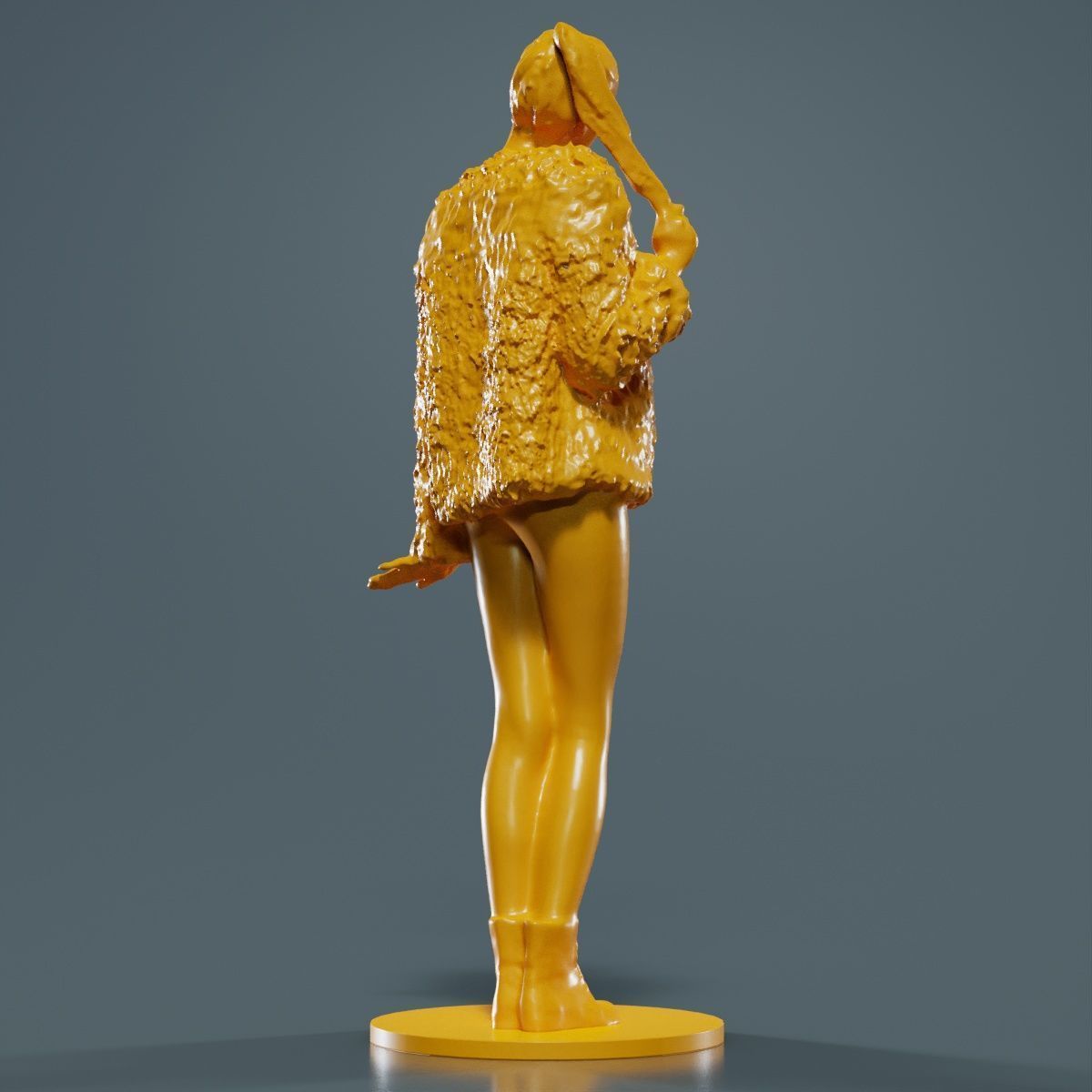 Woman Wearing Fluffy Jacket 1 3D print model_12