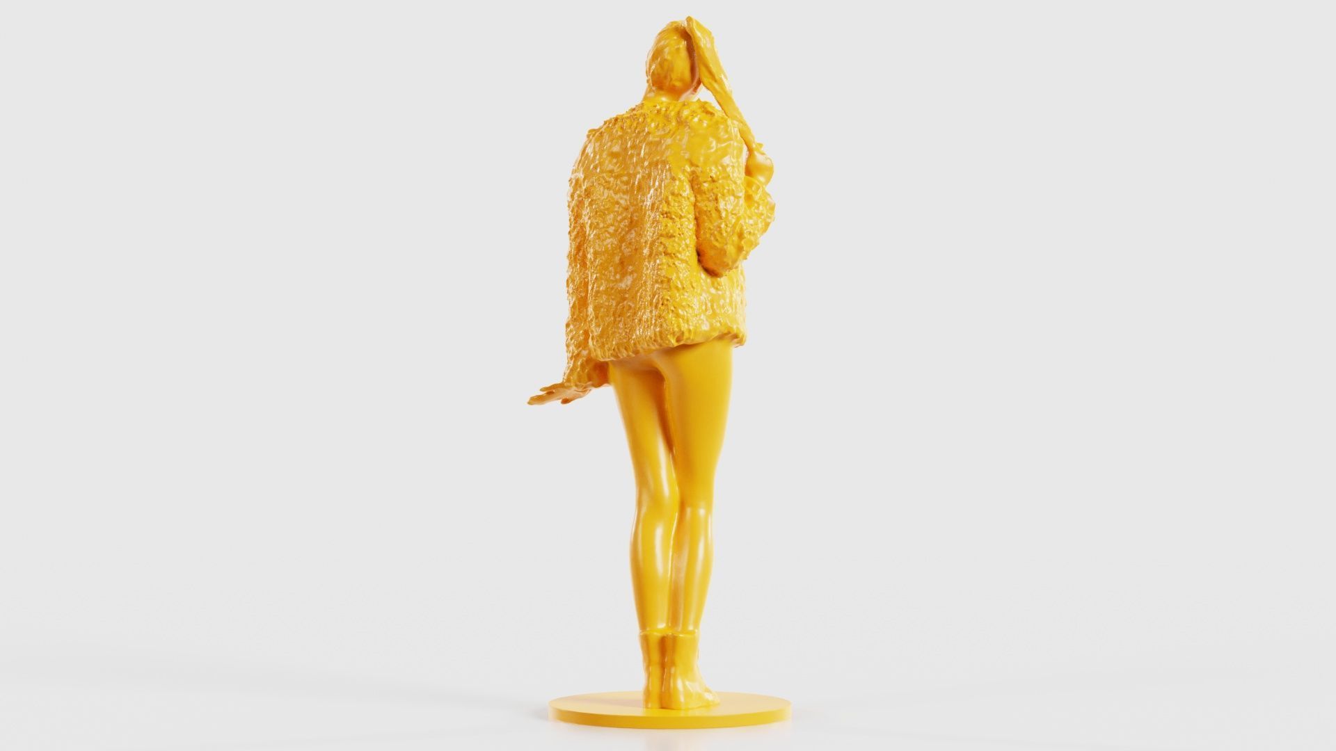 Woman Wearing Fluffy Jacket 1 3D print model_22