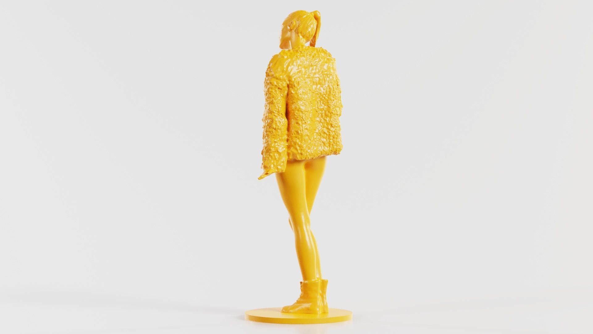 Woman Wearing Fluffy Jacket 1 3D print model_4