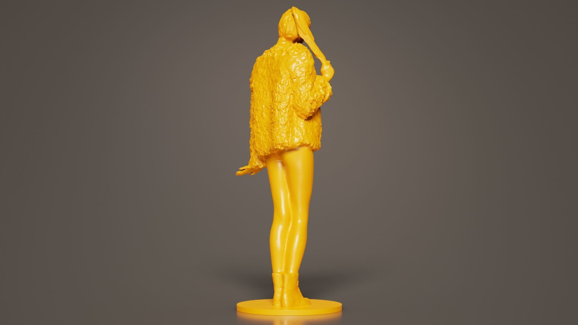 Woman Wearing Fluffy Jacket 1 3D print model_2