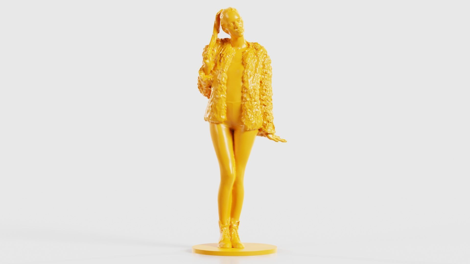 Woman Wearing Fluffy Jacket 1 3D print model_17
