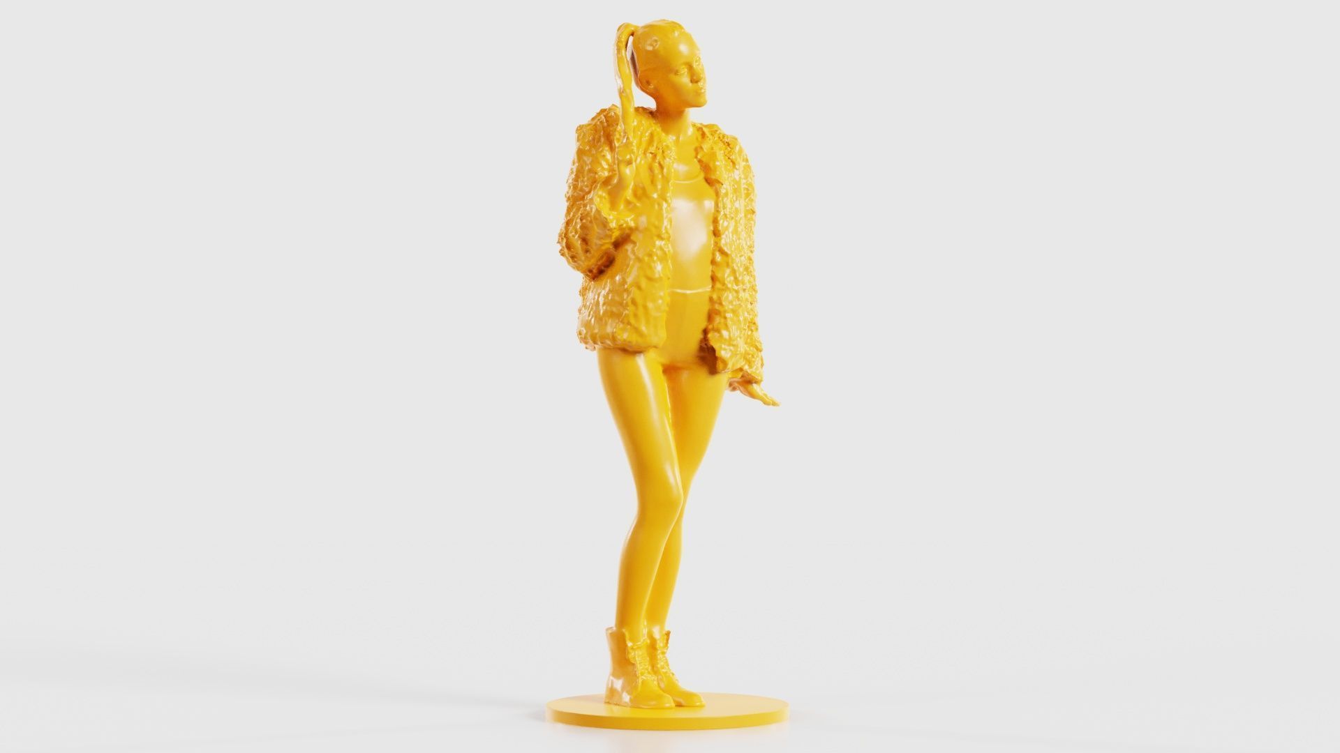 Woman Wearing Fluffy Jacket 1 3D print model_18