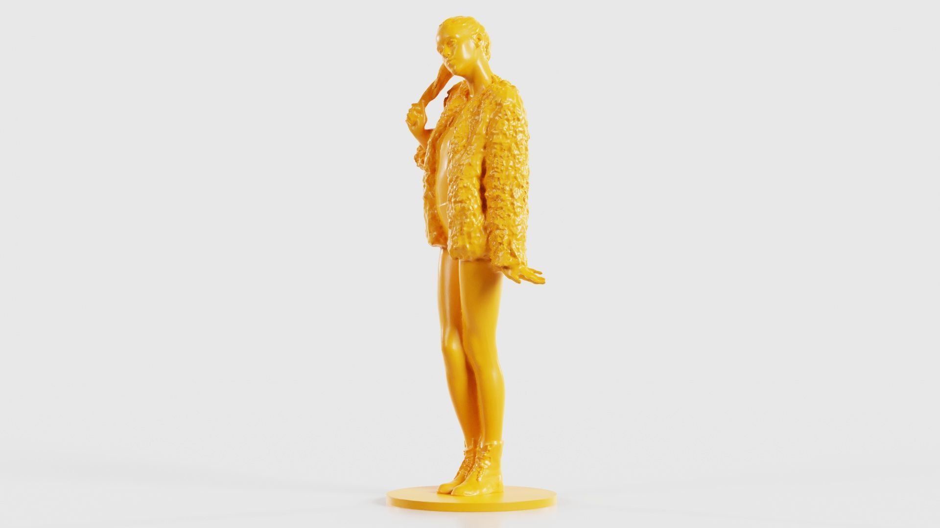Woman Wearing Fluffy Jacket 1 3D print model_27