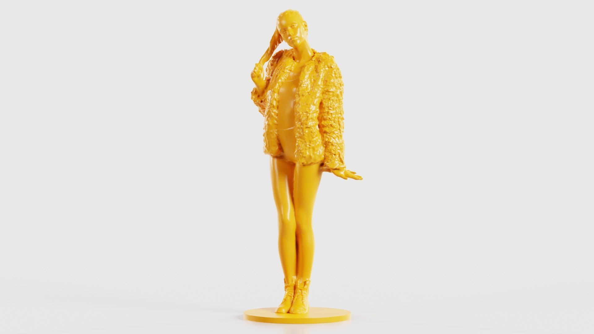 Woman Wearing Fluffy Jacket 1 3D print model_28