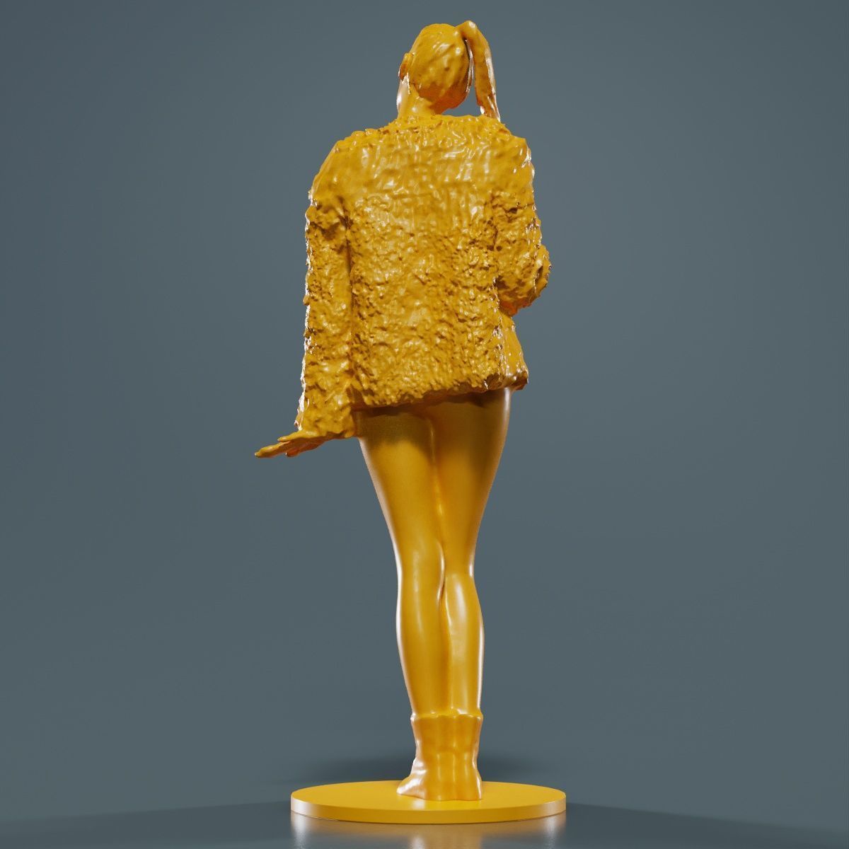 Woman Wearing Fluffy Jacket 1 3D print model_13