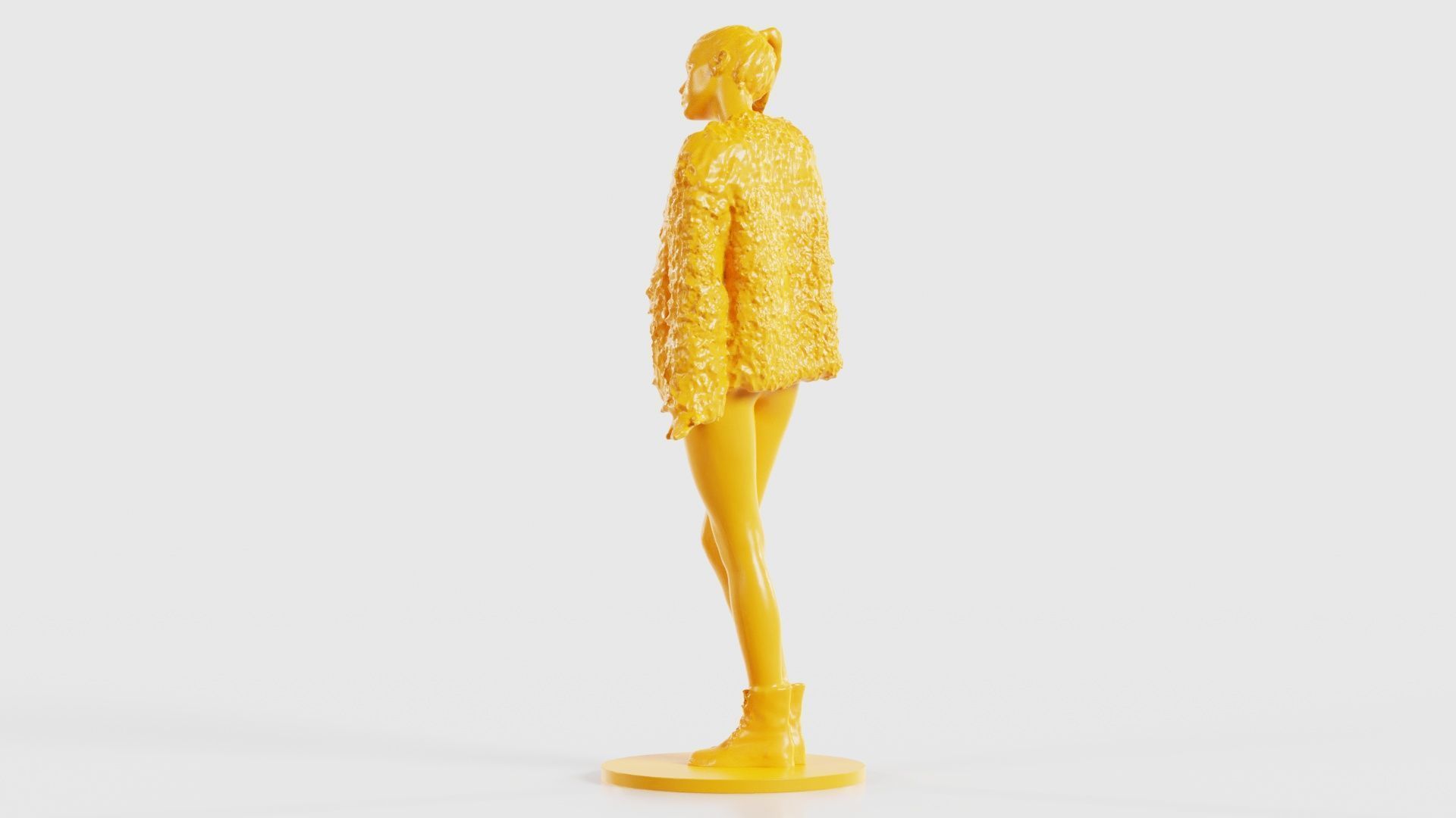 Woman Wearing Fluffy Jacket 1 3D print model_25
