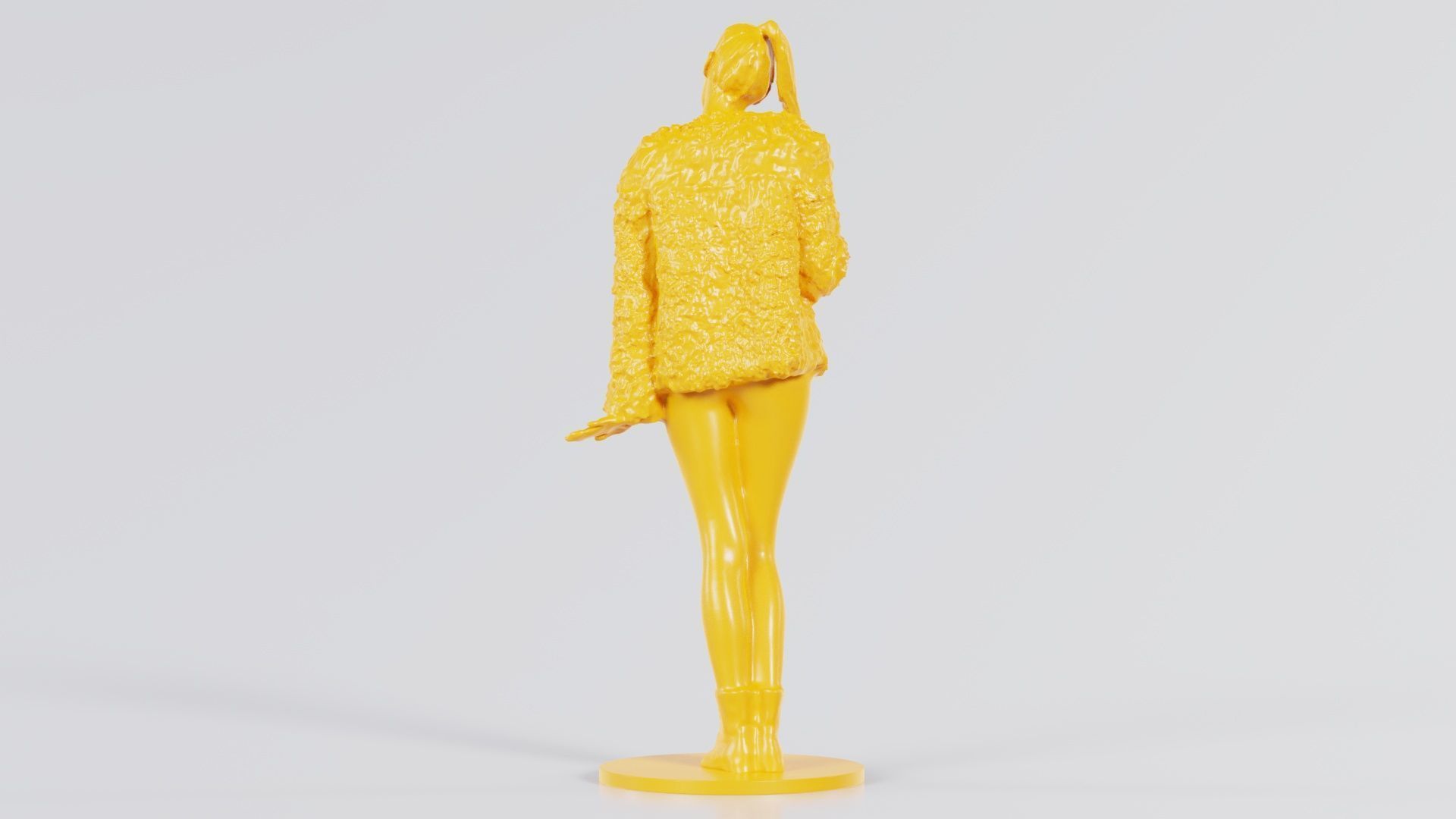 Woman Wearing Fluffy Jacket 1 3D print model_8