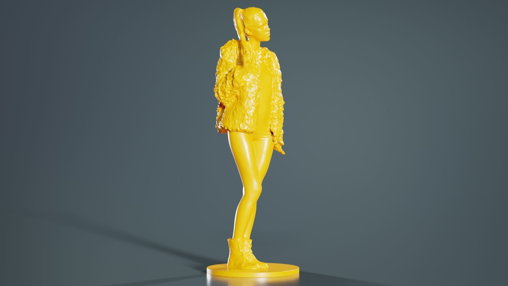 Woman Wearing Fluffy Jacket 1 3D print model_5