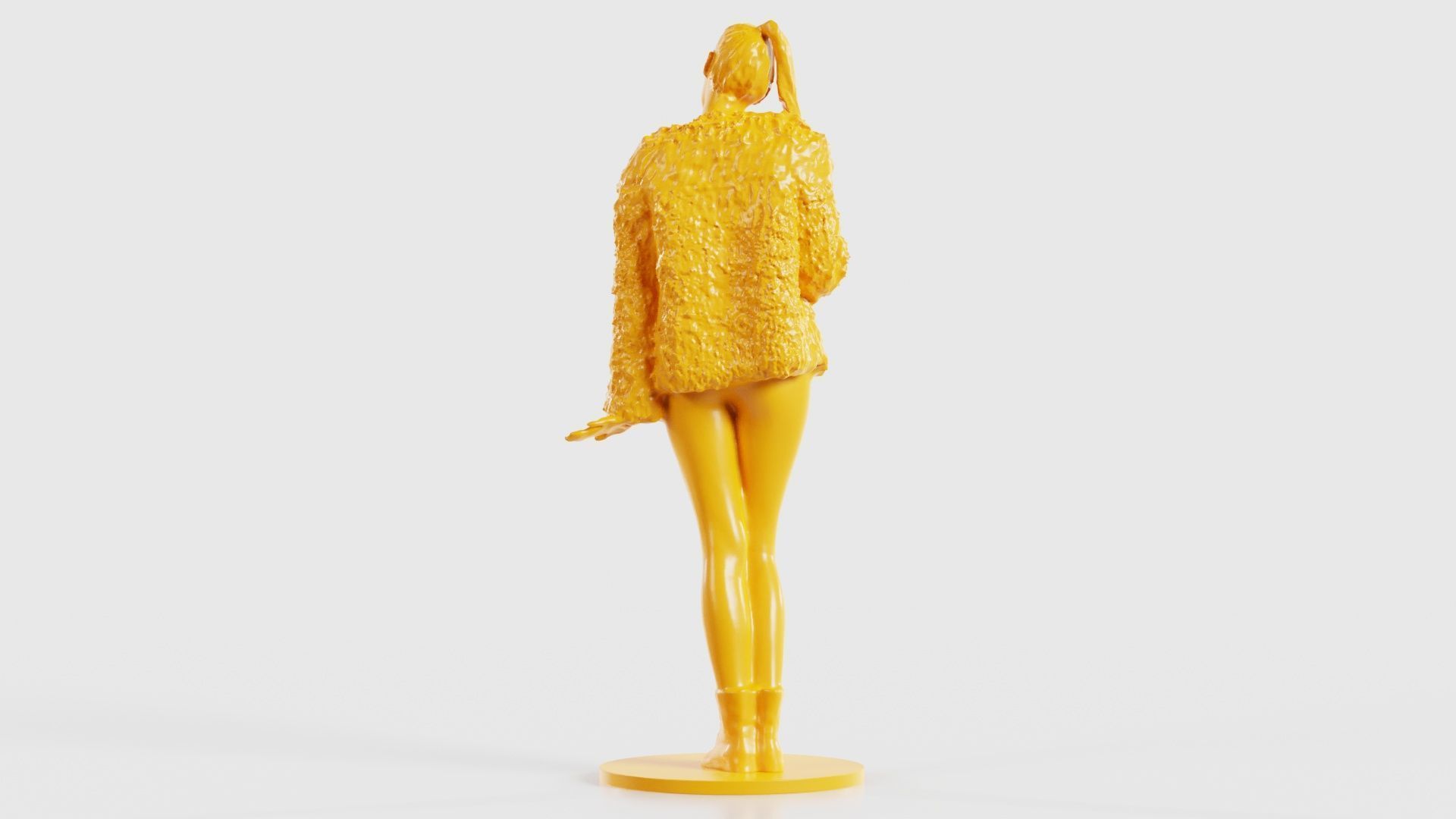 Woman Wearing Fluffy Jacket 1 3D print model_23