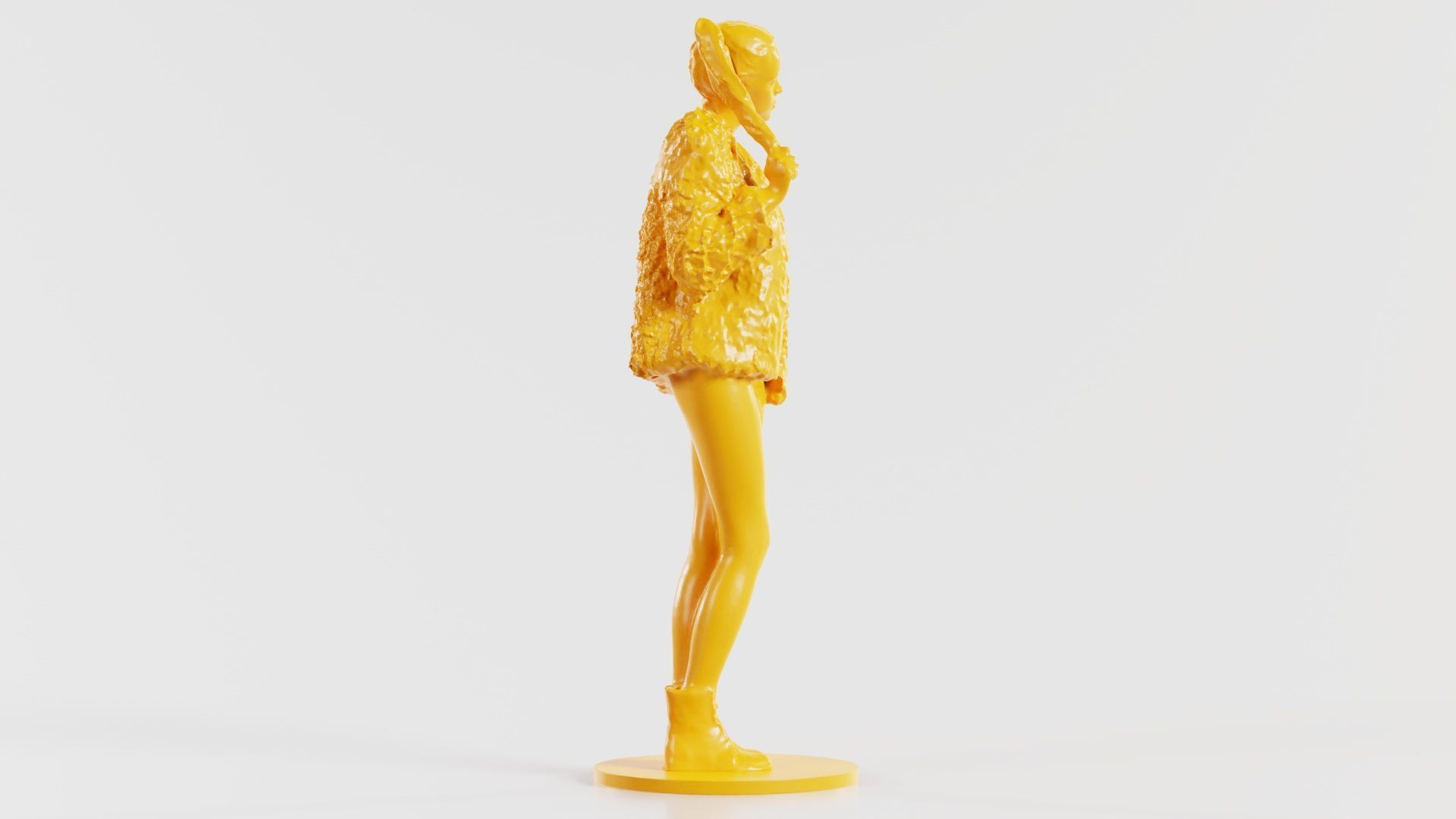 Woman Wearing Fluffy Jacket 1 3D print model_7