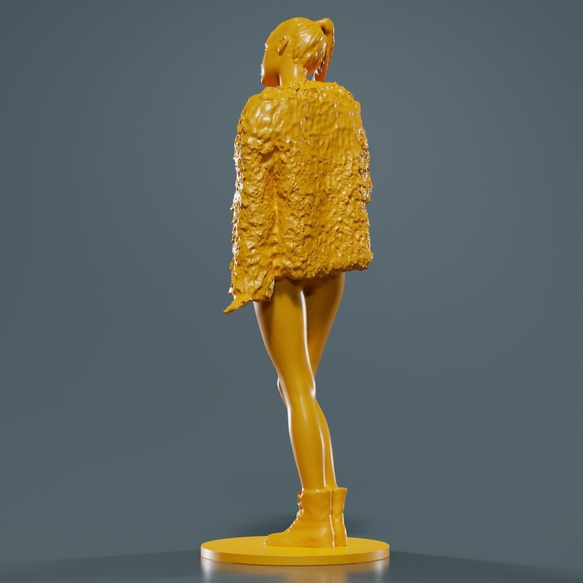 Woman Wearing Fluffy Jacket 1 3D print model_14