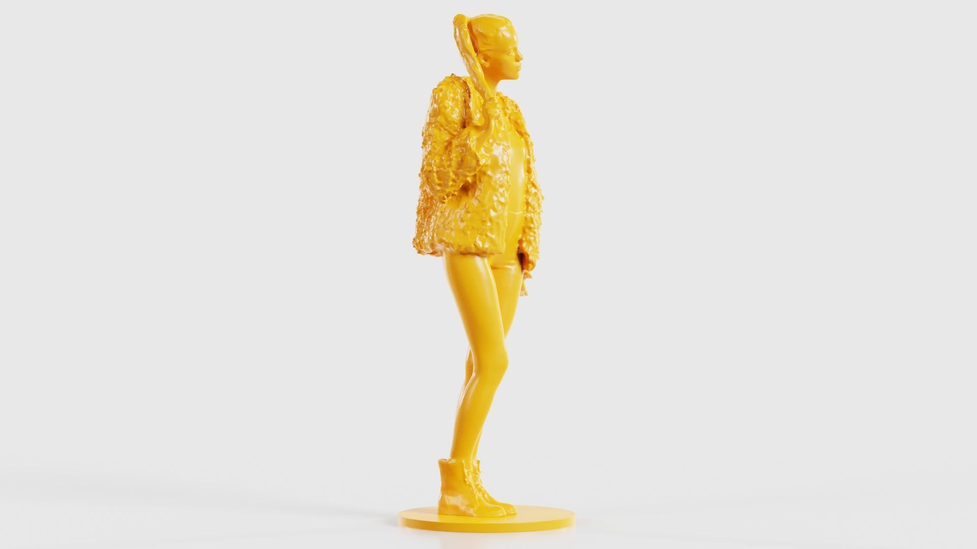 Woman Wearing Fluffy Jacket 1 3D print model_19