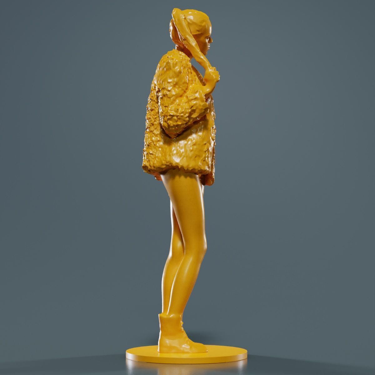 Woman Wearing Fluffy Jacket 1 3D print model_11
