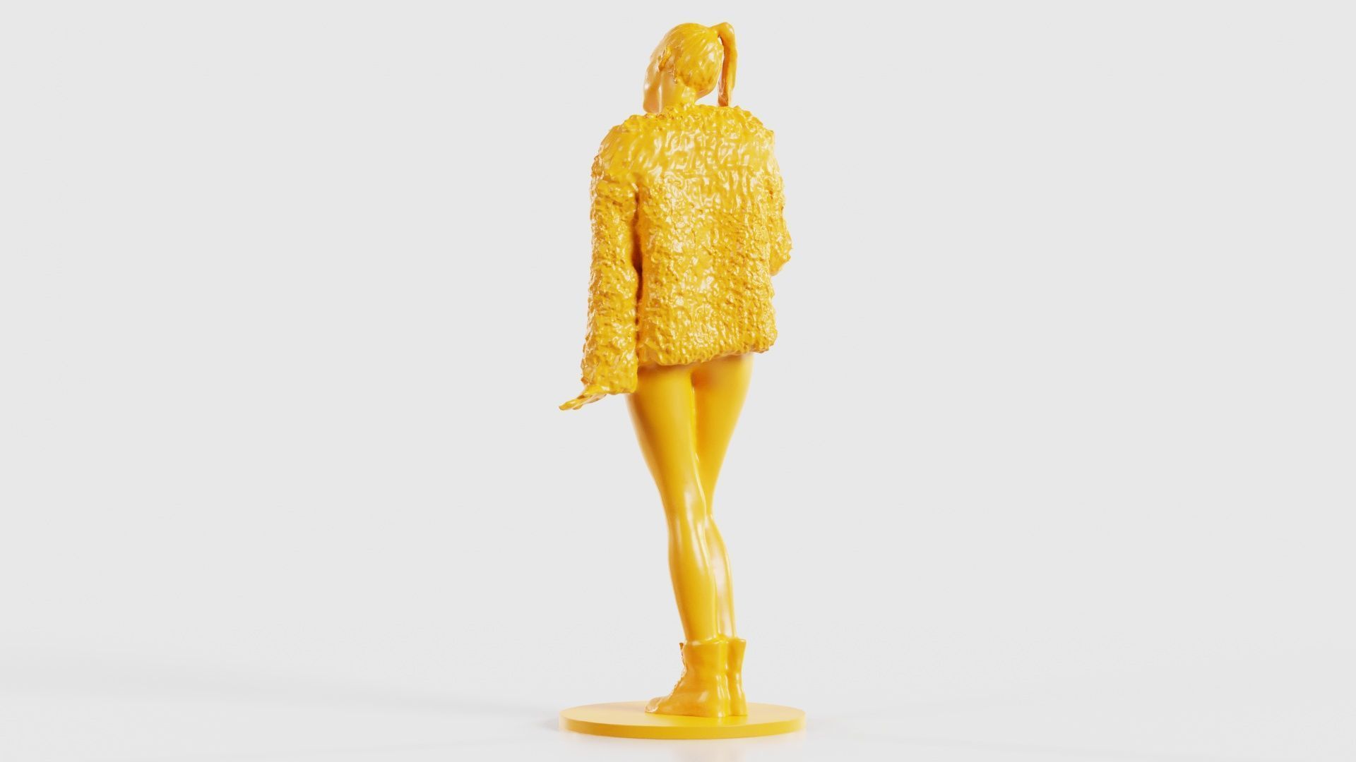 Woman Wearing Fluffy Jacket 1 3D print model_24