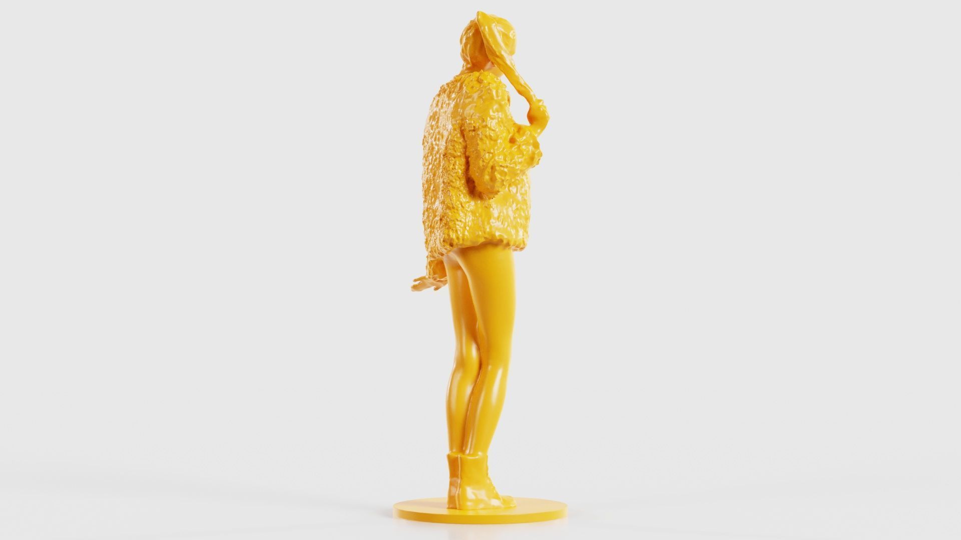 Woman Wearing Fluffy Jacket 1 3D print model_21
