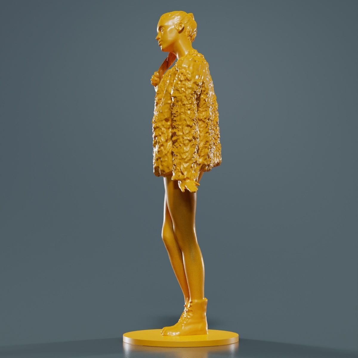 Woman Wearing Fluffy Jacket 1 3D print model_15