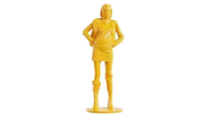 Woman Wearing Dress Boots and Mouthmask Hands in Side 3D print model