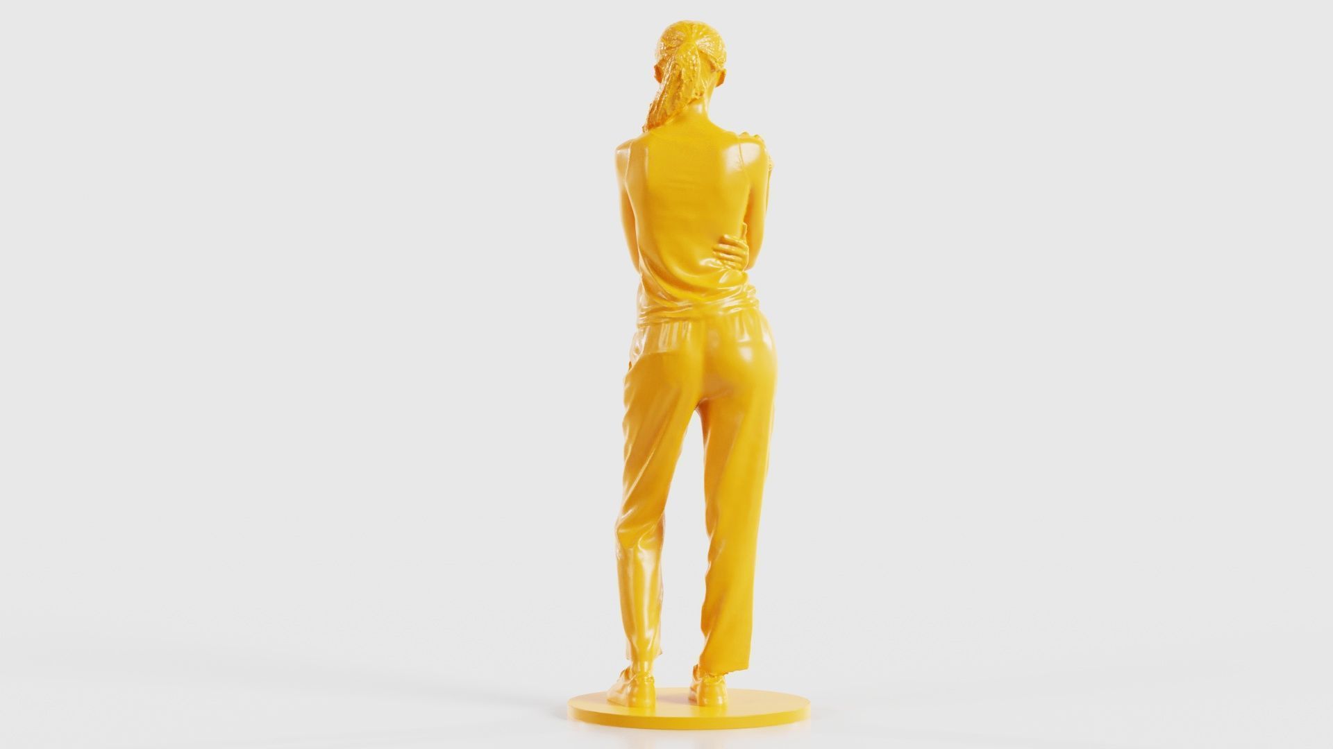 Ponytail Woman with Hand on Shoulder 3D print model_23