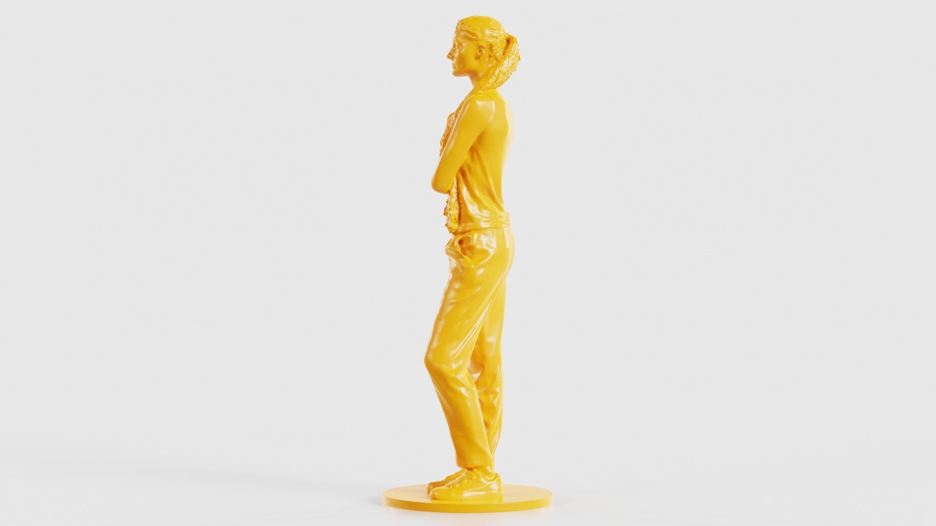 Ponytail Woman with Hand on Shoulder 3D print model_26