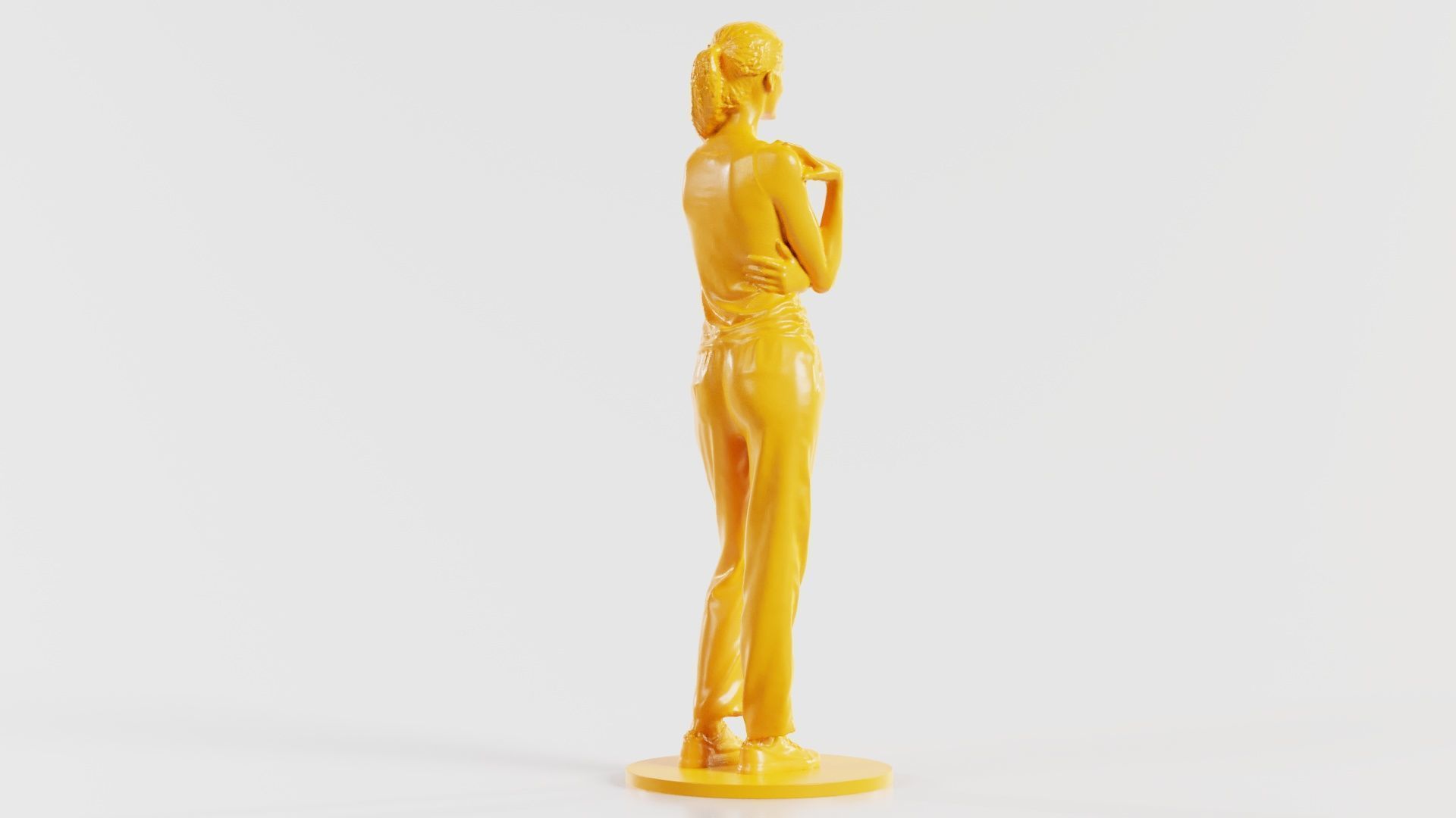 Ponytail Woman with Hand on Shoulder 3D print model_7