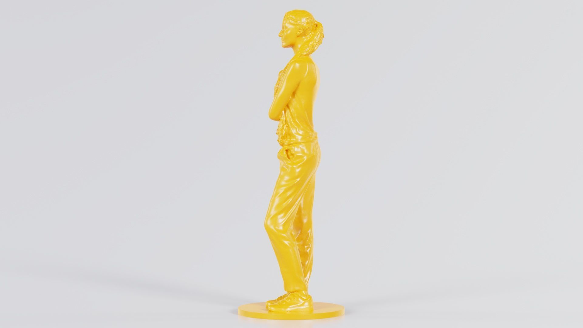 Ponytail Woman with Hand on Shoulder 3D print model_2