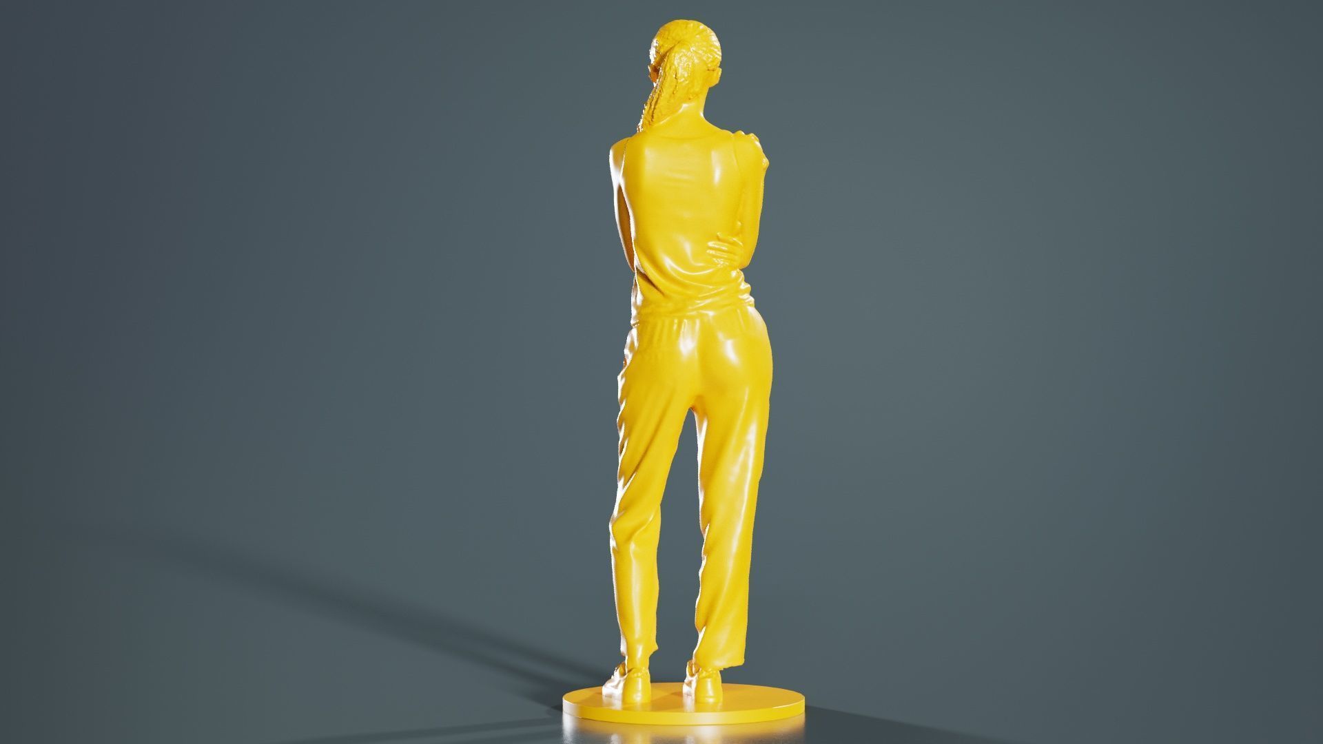 Ponytail Woman with Hand on Shoulder 3D print model_4